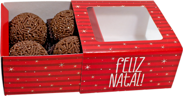 Caixa gaveta c/ visor 4 doces Noel c/10un